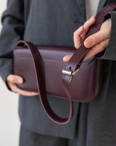 Burgundy leather crossbody purse