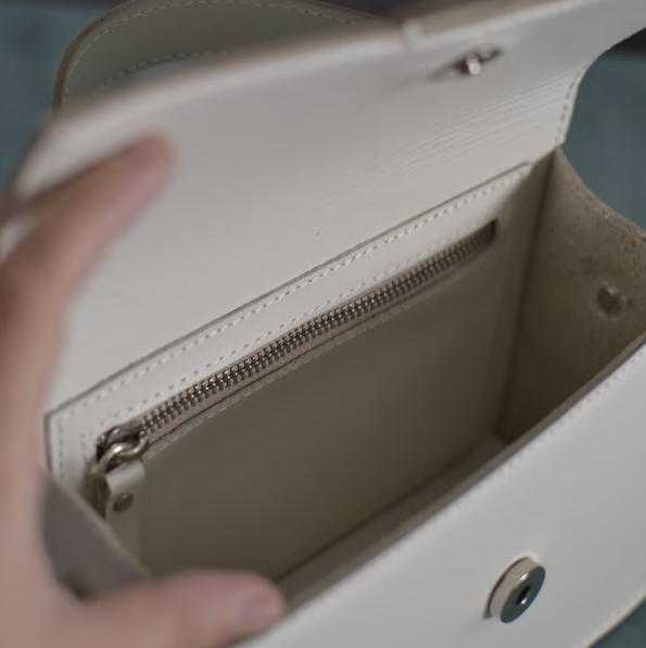 Cream Small Leather Handbag