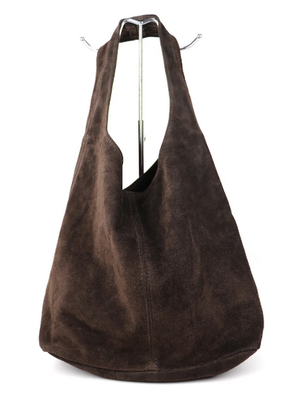 Chocolate Brown Genuine Suede Tote Bag