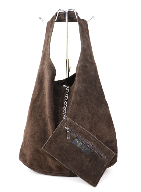 Chocolate Brown Genuine Suede Tote Bag