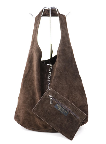 Chocolate Brown Genuine Suede Tote Bag