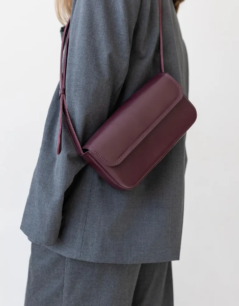 Burgundy leather crossbody purse