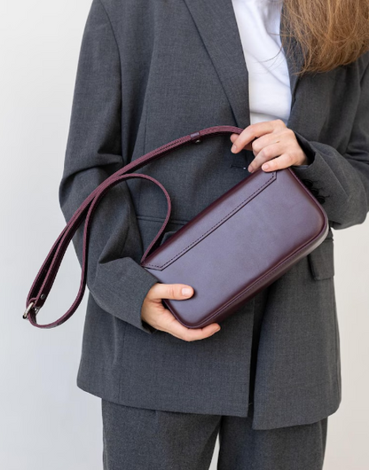 Burgundy leather crossbody purse