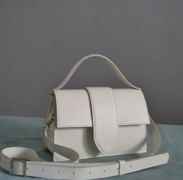 Cream Small Leather Handbag